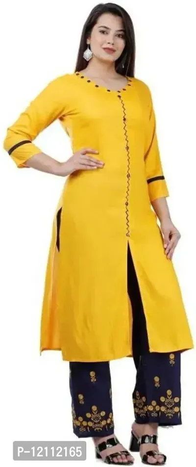 Attractive Yellow Solid Kurta and Palazzo Set For Women-thumb3