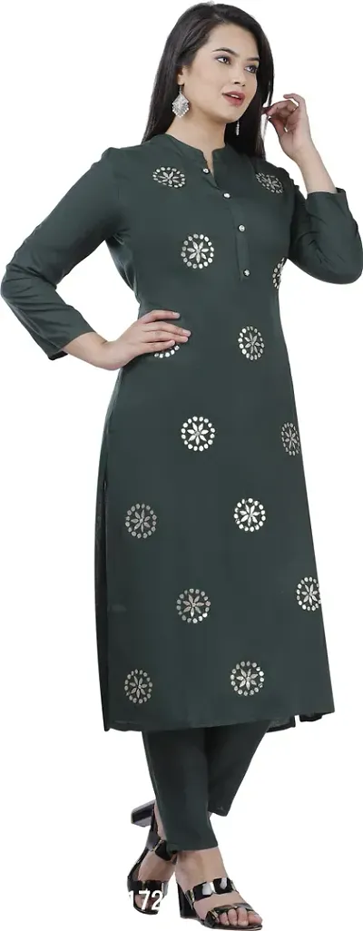 Attractive Green Printed Kurta and Palazzo Set For Women-thumb4