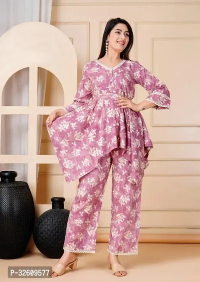 Fancy Rayon Printed Kurta Bottom Set For Women