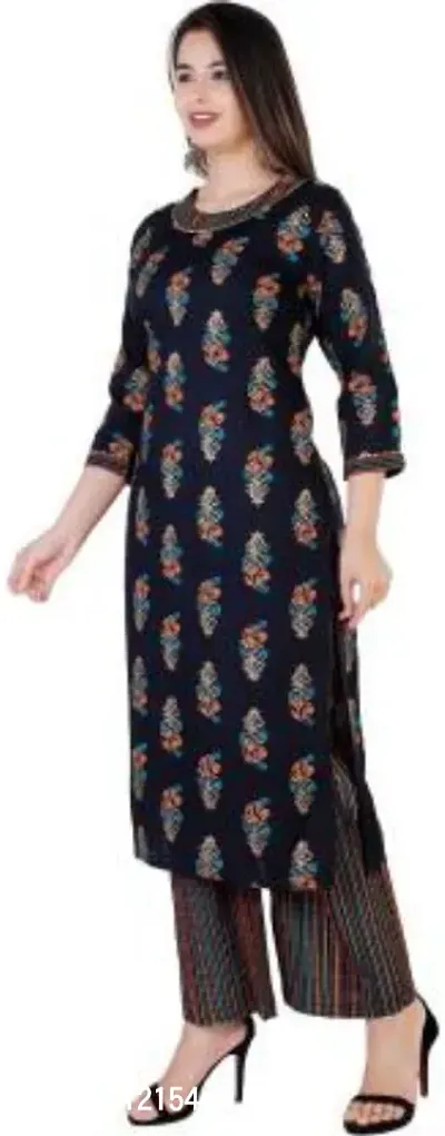 Attractive Black Floral Print Kurta and Palazzo Set For Women-thumb4