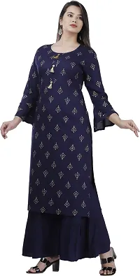 Attractive Blue Printed Kurta and Palazzo Set For Women-thumb2