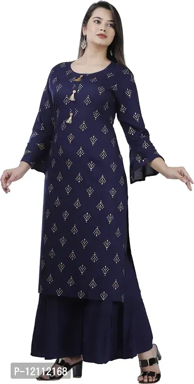 Attractive Blue Printed Kurta and Palazzo Set For Women-thumb3