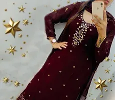 Attractive Maroon Rayon Embroidered Anarkali Kurta For Women-thumb1