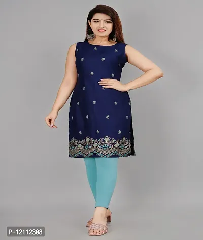 Stylish Blue Cotton Blend A-Line Kurta For Women