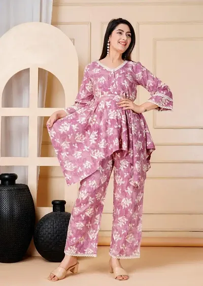 Stylish Viscose Rayon Printed Co-Ords Sets For Women