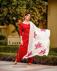 Attractive Red Polka Print Kurta and Palazzo Set For Women-thumb1