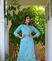 Attractive Blue Floral Print Kurta and Palazzo Set For Women-thumb1