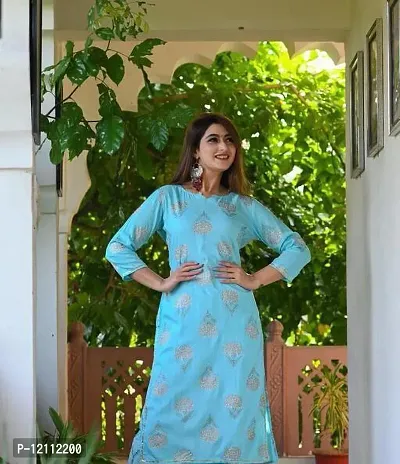 Attractive Blue Floral Print Kurta and Palazzo Set For Women-thumb2