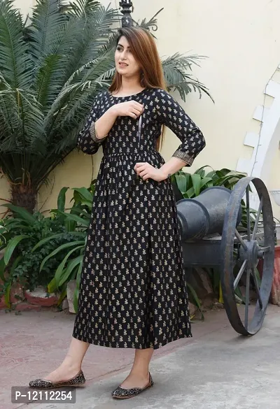 Stylish Black Viscose Rayon Anarkali Kurta For Women-thumb4