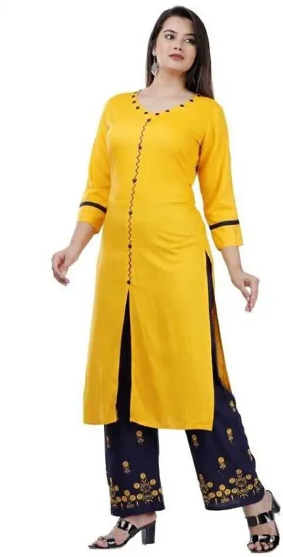 Attractive Solid Kurta and Palazzo Set For Women