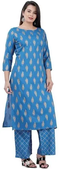 Attractive Blue Printed Kurta and Palazzo Set For Women-thumb0