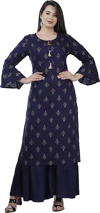 Attractive Blue Printed Kurta and Palazzo Set For Women-thumb3