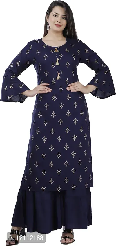 Attractive Blue Printed Kurta and Palazzo Set For Women-thumb4