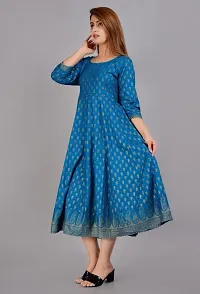 Stylish Blue Viscose Rayon Anarkali Kurta For Women-thumb1