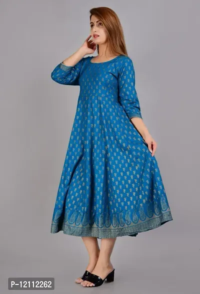 Stylish Blue Viscose Rayon Anarkali Kurta For Women-thumb2