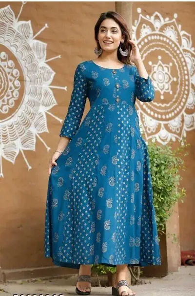 Women Rayon Printed A-Line Kurta