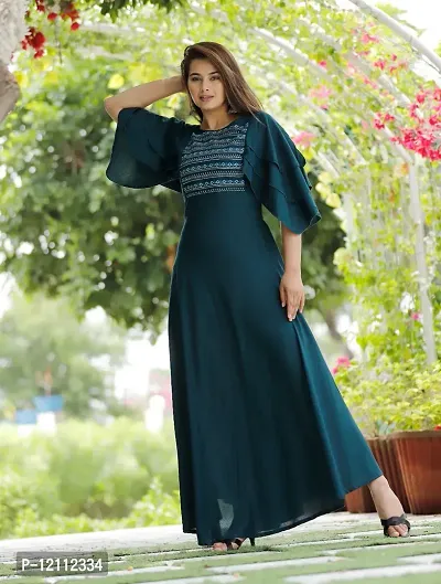 Stylish Green Silk Blend Anarkali Kurta For Women-thumb0