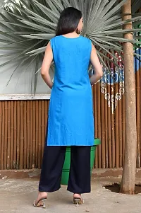 Stylish Blue Viscose Rayon A-Line Kurta For Women-thumb1