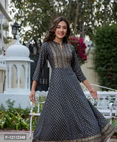 Stylish Grey Viscose Rayon Anarkali Kurta For Women-thumb2