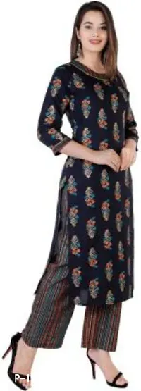 Attractive Black Floral Print Kurta and Palazzo Set For Women-thumb0