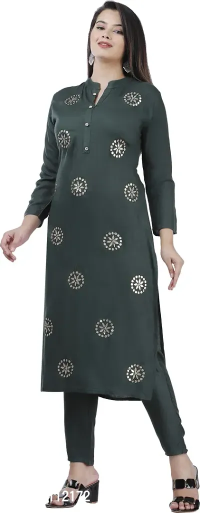 Attractive Green Printed Kurta and Palazzo Set For Women-thumb3