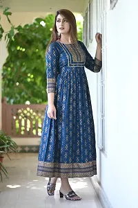 Stylish Blue Viscose Rayon Anarkali Kurta For Women-thumb3