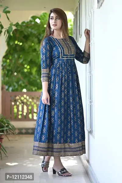 Stylish Blue Viscose Rayon Anarkali Kurta For Women-thumb4