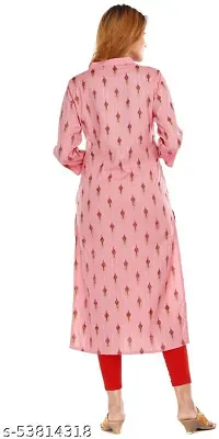 Stylish Pink Viscose Rayon A-Line Kurta For Women-thumb1