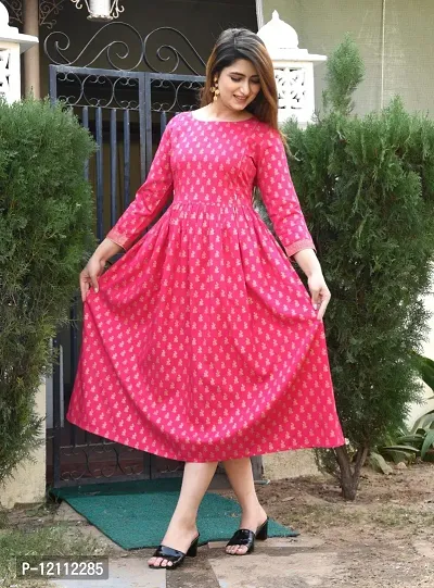 Stylish Pink Viscose Rayon Anarkali Kurta For Women-thumb0