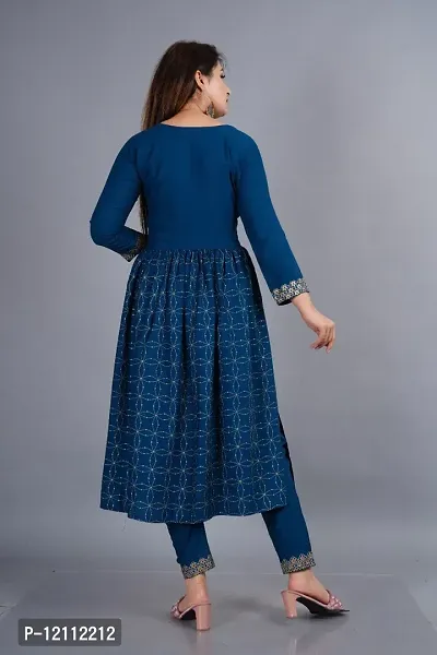 Attractive Blue Embroidered Kurta and Palazzo Set For Women-thumb2