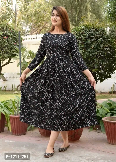 Stylish Black Viscose Rayon Anarkali Kurta For Women-thumb0