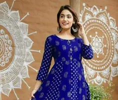 Stylish Blue Cotton Blend Anarkali Kurta For Women-thumb1