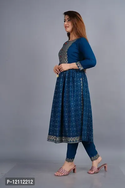 Attractive Blue Embroidered Kurta and Palazzo Set For Women-thumb3