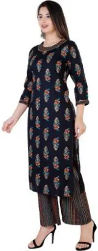 Attractive Black Floral Print Kurta and Palazzo Set For Women-thumb2