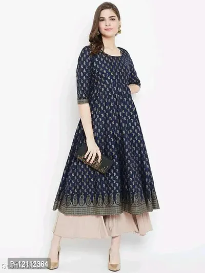 Stylish Blue Viscose Rayon Anarkali Kurta For Women-thumb0