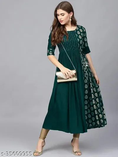 Stunning Rayon Hand Work Kurta For Women And Girls