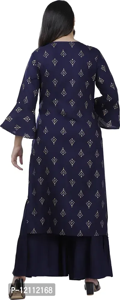 Attractive Blue Printed Kurta and Palazzo Set For Women-thumb2