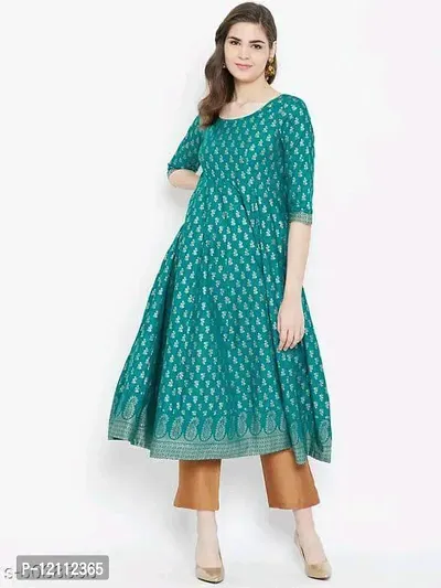 Stylish Blue Viscose Rayon Anarkali Kurta For Women-thumb0