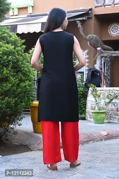 Stylish Black Viscose Rayon A-Line Kurta For Women-thumb2