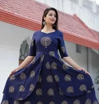 Stylish Blue Viscose Rayon Anarkali Kurta For Women-thumb1