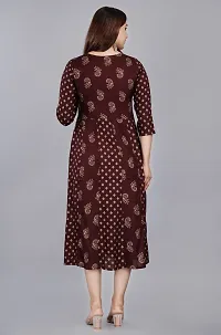 Stylish Brown Cotton Blend A-Line Kurta For Women-thumb1