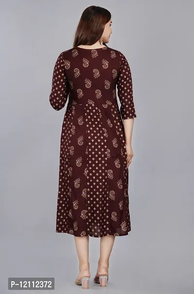 Stylish Brown Cotton Blend A-Line Kurta For Women-thumb2