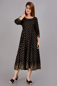 Stylish Black Viscose Rayon Anarkali Kurta For Women-thumb1