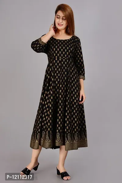 Stylish Black Viscose Rayon Anarkali Kurta For Women-thumb2