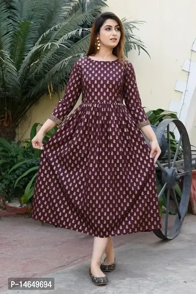 Stylish Rayon Printed Flared Maternity Kurti For Women