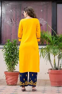 Yellow Embroidery Kurtis With Palazzo Set-thumb2