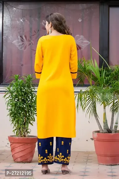 Yellow Embroidery Kurtis With Palazzo Set-thumb3