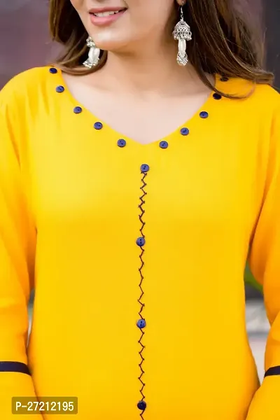 Yellow Embroidery Kurtis With Palazzo Set-thumb4