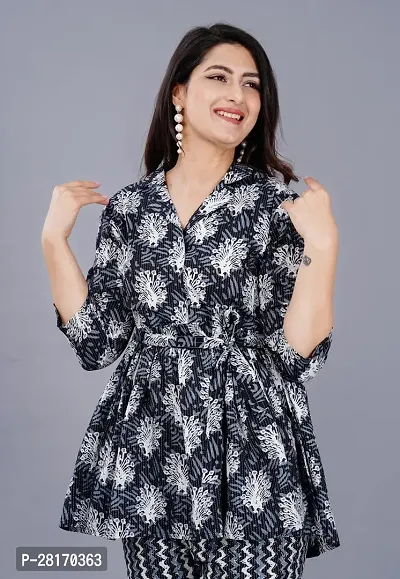 Black Floral Kantha Work Co-ord Set Women Ethnic Wear-thumb3