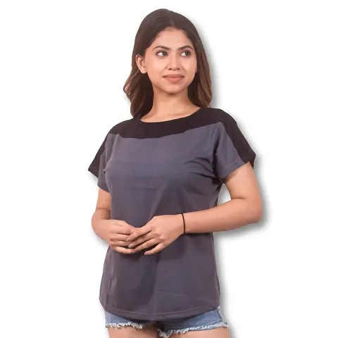 HEATHEX Women's Regular Funky Plain Cotton T-Shirt